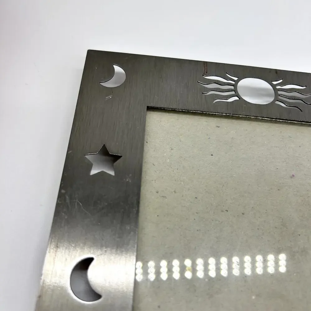 Vintage Moon Sun Photo Frame Navy Silver Tone Celestial Boho Picture Home Decor